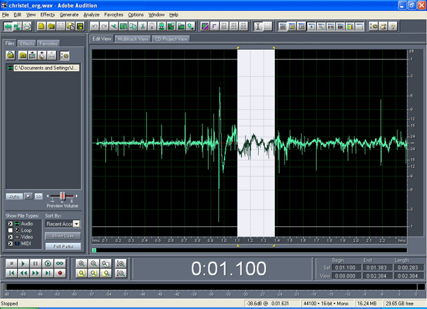 selecteren van een stukje uit de aanloopgroeve
